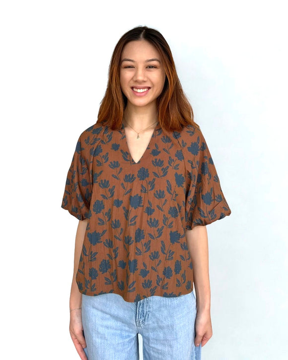 Paola Puff Sleeve Floral THML Top