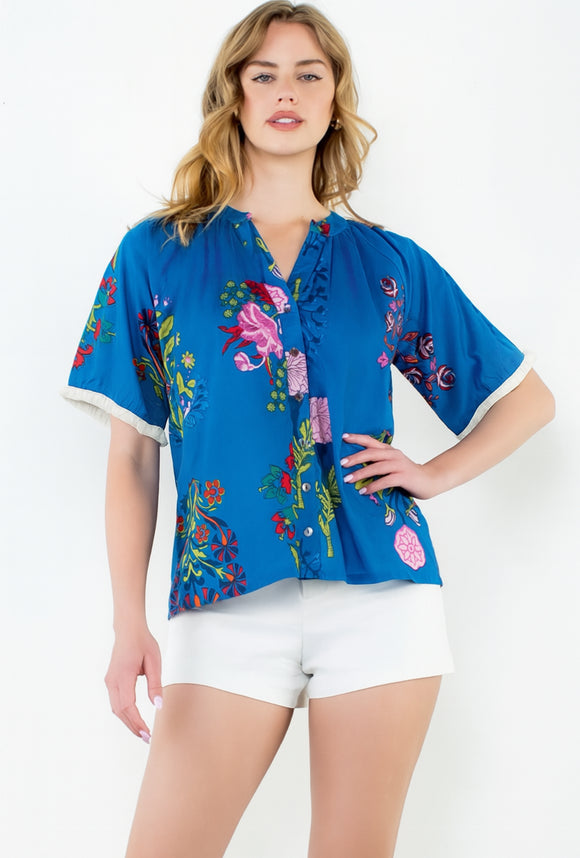 Skylar Floral Short Sleeve THML Top-SALE