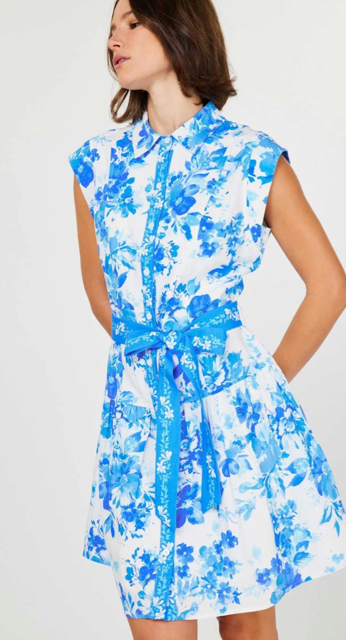 Lauren Blue Floral Button Down Current Air Dress- SALE XS Lauren Blue Floral Button Down Current Air Dress- SALE XS