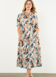 Marsha Geometric Printed Midi THML Dress