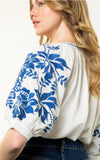 Sarah Floral Embroidered Sleeve THML Top