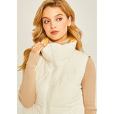 Love Tree Cropped Reversible Puffer Vest Cream and Yellow