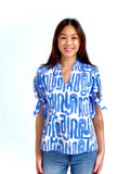 THML Isabel Abstract Pattern Top with Sleeve Tie