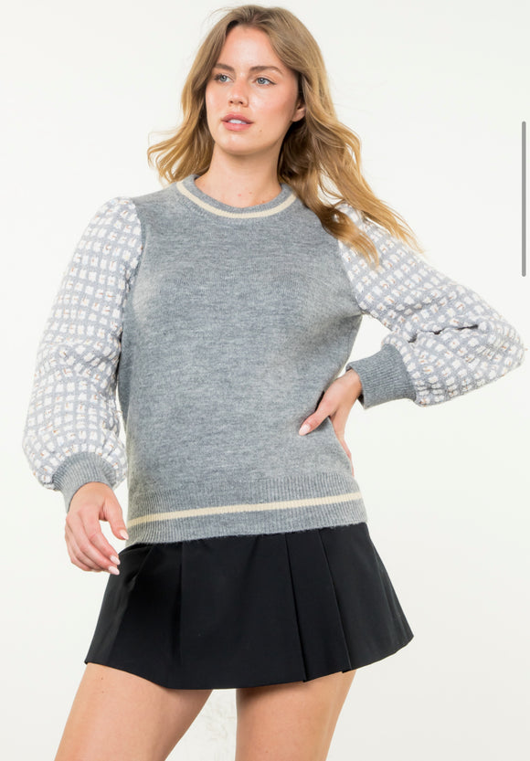 Jane Tweed Sleeve Knit THML Sweater