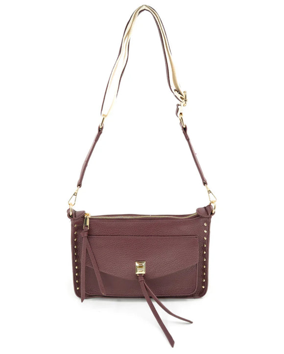 Lila Burgundy Studded BC Bag Crossbody Clutch