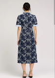 Josie Navy Embroidered Midi Current Air Dress