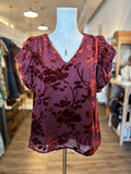 Linda Puff Sleeve Velvet Detailed THML Top