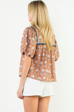 Silva Puff Sleeve Floral Detail THML Top