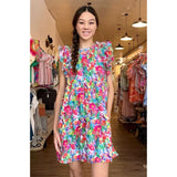 Aretha Flutter Sleeve Floral Midi THML Dress SALE