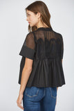 Carlie Mesh Combined with Applique Babydoll FATE Top