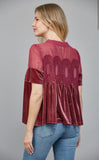 Marjorie Lace Detail Velvet Babydoll FATE Top