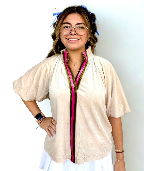 Jianna Puff Sleeve Suede THML Top