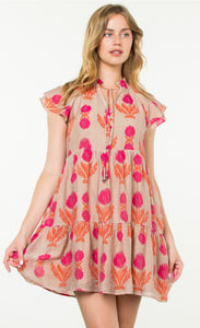 Nelly Rose Print Tiered THML Dress