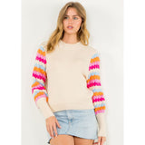 Helena Cream Knitted Bishop Sleeve THML Sweater