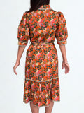 Katrina Puff Sleeve Print Midi THML Dress