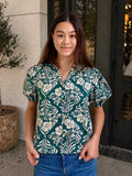 PINCH Katya Floral Print Button Down Blouse Top