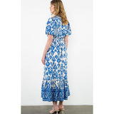 Kathryn Blue White Floral Maxi THML Dress