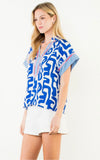 THML Gabrielle Short Sleeves Abstract Pattern Top