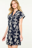 Cleo Navy Embroidered THML Dress