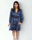 Elsa Navy Self Tie Midi Current Air Dress