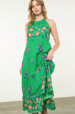 Stacy Green Floral Halter Maxi THML Dress