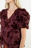 Linda Puff Sleeve Velvet Detailed THML Top