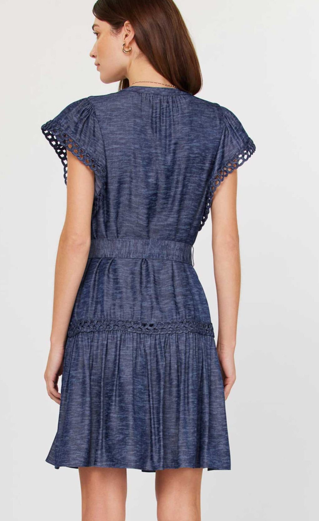 strapless open back dress Mandy Navy Split Neck Short Current Air Dress S