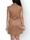 Gracie Sleeveless  Suede Button Down Skies are Blue Dress