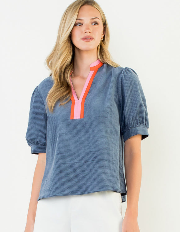 Maddie Short Sleeve Blue THML Top