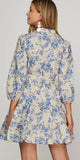 Laurel Blue Floral Waist Tie She + Sky Dress