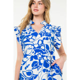 Chelsea Blue White Floral Print THML Dress