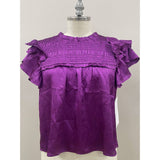 Allison THML Purple Textured Flutter Sleeve Top