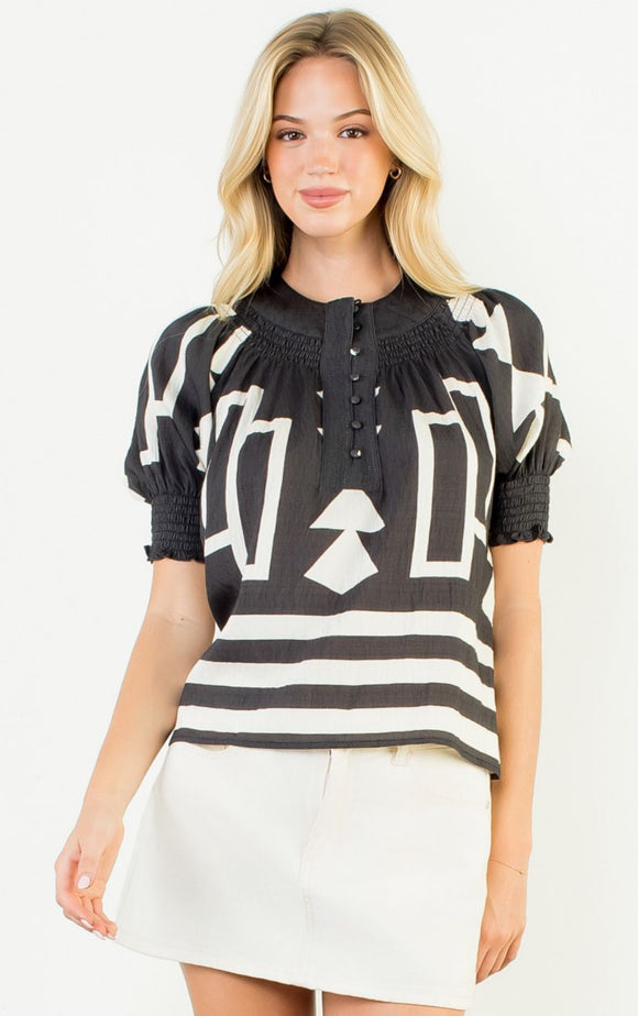 Annie Short Sleeve Print THML Top