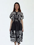 Miriam Short Sleeve Print Button Up THML Dress