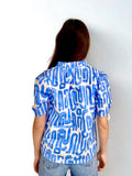 THML Isabel Abstract Pattern Top with Sleeve Tie