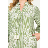 Kary Embroidered Green Stripe THML Dress