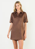 Kylie Short Sleeve Brown Suede THML Dress