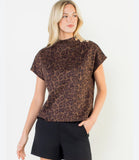 Brigitte Short Sleeve Cheetah Suede THML Top
