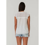 Tory Embroidered Cap Sleeve V Neck Lovestitch Top