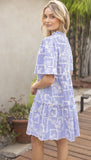 Serena Blue Embroidered Tiered VOY Dress