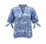 THML Isabel Abstract Pattern Top with Sleeve Tie