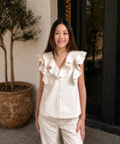 Aldis Linen Blend Flutter Sleeve FATE Blouse