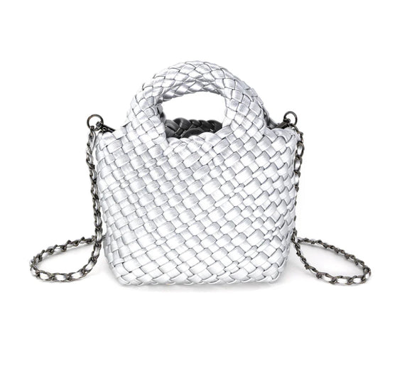 Emaline Silver Mini Tote BC Bag with Braided Strap