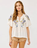 Lovestitch Lilly Floral Embroidered Button Down Top