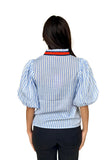 THML Adele Puff Sleeve Striped Top