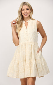 Breeze Ivory Sleeveless Embroidered FATE Dress