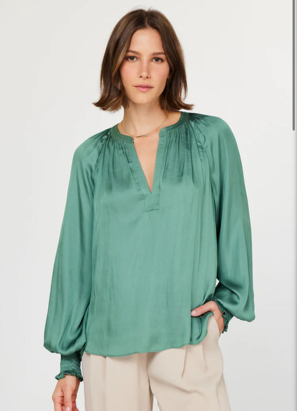 Sophie Sage Smocked Cut Current Air Blouse