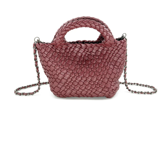 Emaline Burgundy Mini Tote BC Bag with Braided Strap
