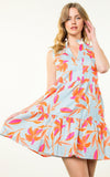 Evie Blue White Floral Stripe THML Dress