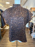 Brigitte Short Sleeve Cheetah Suede THML Top